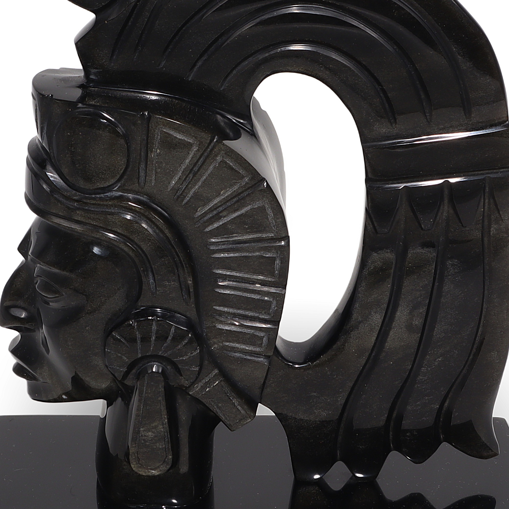 Thumbnail for Vintage Aztec Warrior Sculptural Obsidian Book Stop