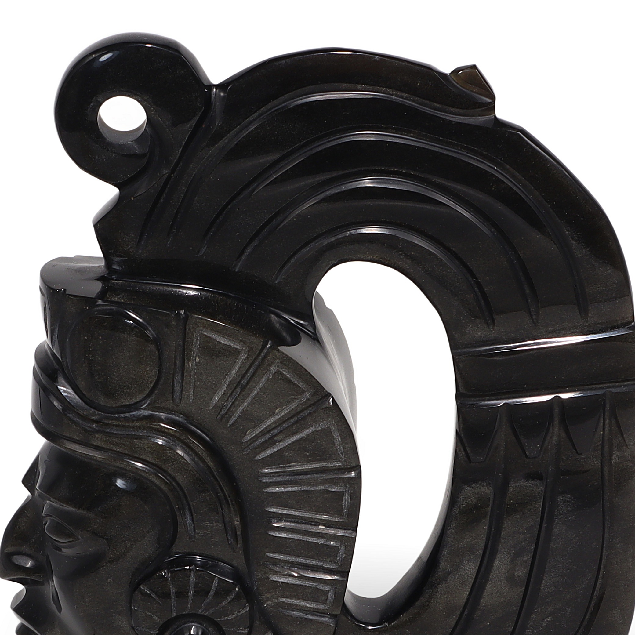 Thumbnail for Vintage Aztec Warrior Sculptural Obsidian Book Stop