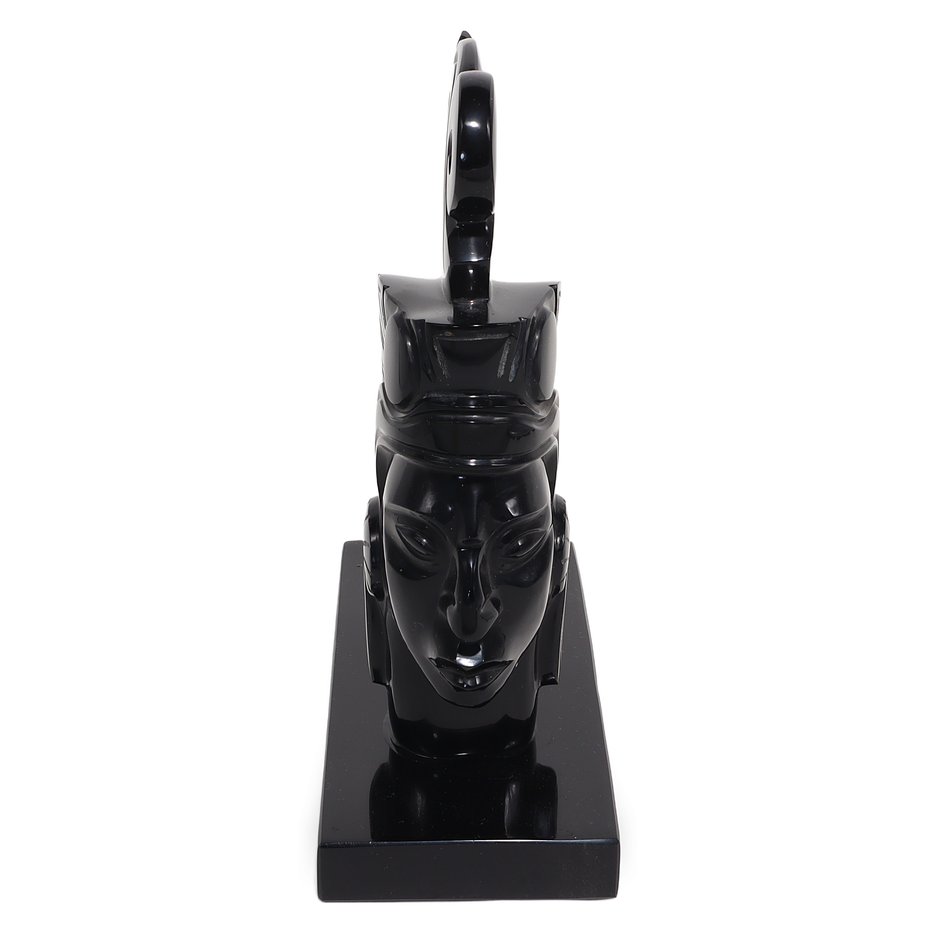 Thumbnail for Vintage Aztec Warrior Sculptural Obsidian Book Stop