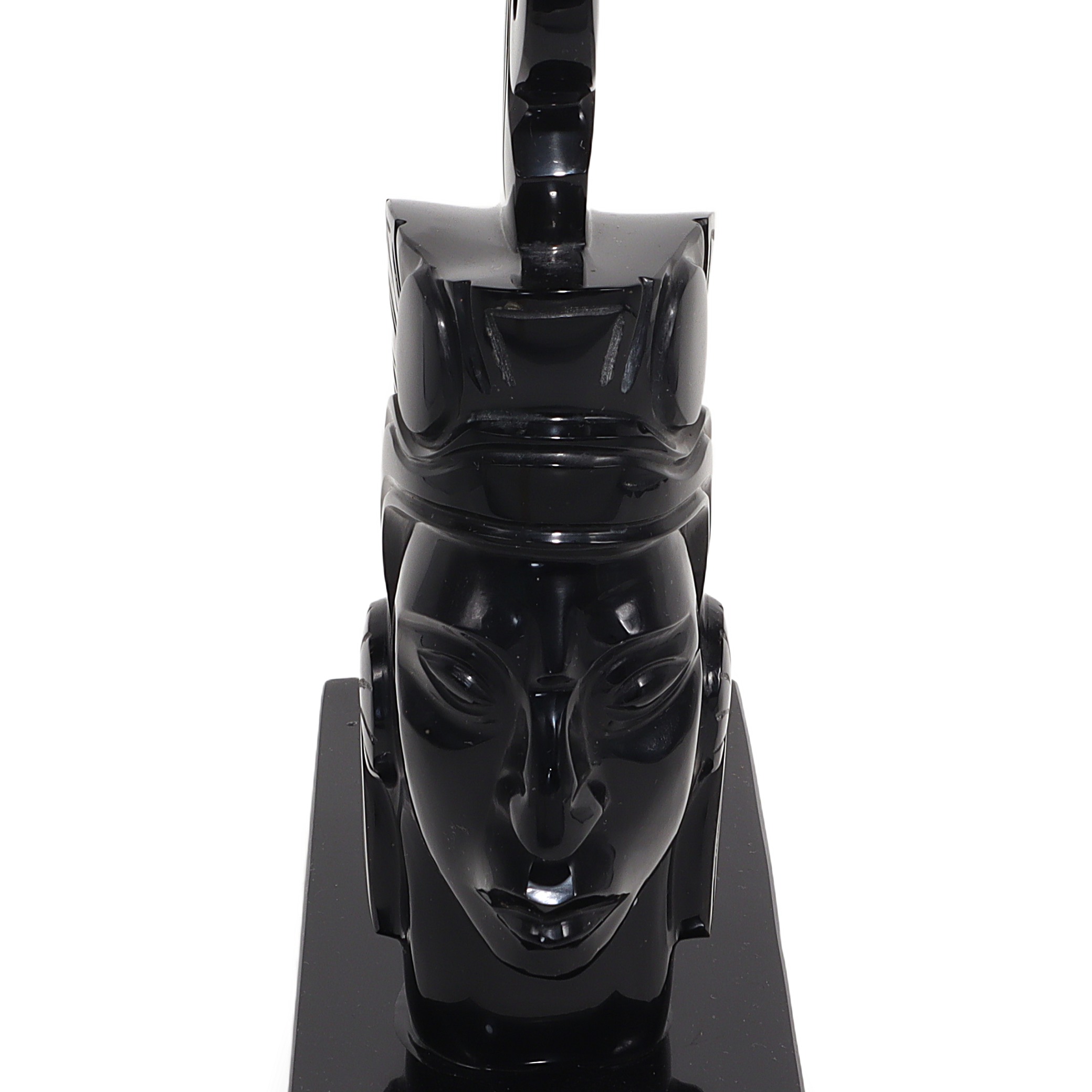 Thumbnail for Vintage Aztec Warrior Sculptural Obsidian Book Stop