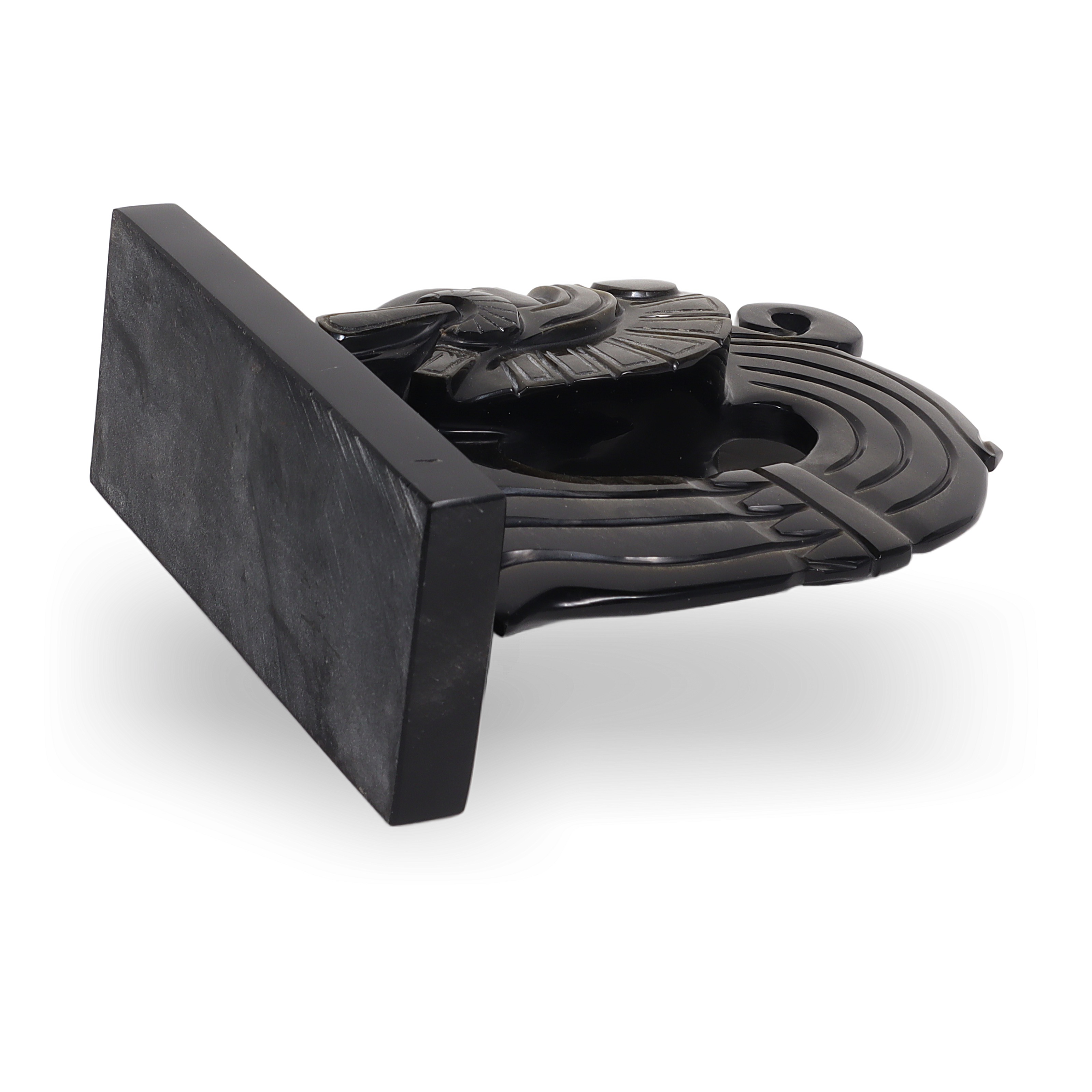 Thumbnail for Vintage Aztec Warrior Sculptural Obsidian Book Stop