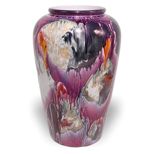 Scheurich ceramic floor vase purple abstract glaze vintage German pottery