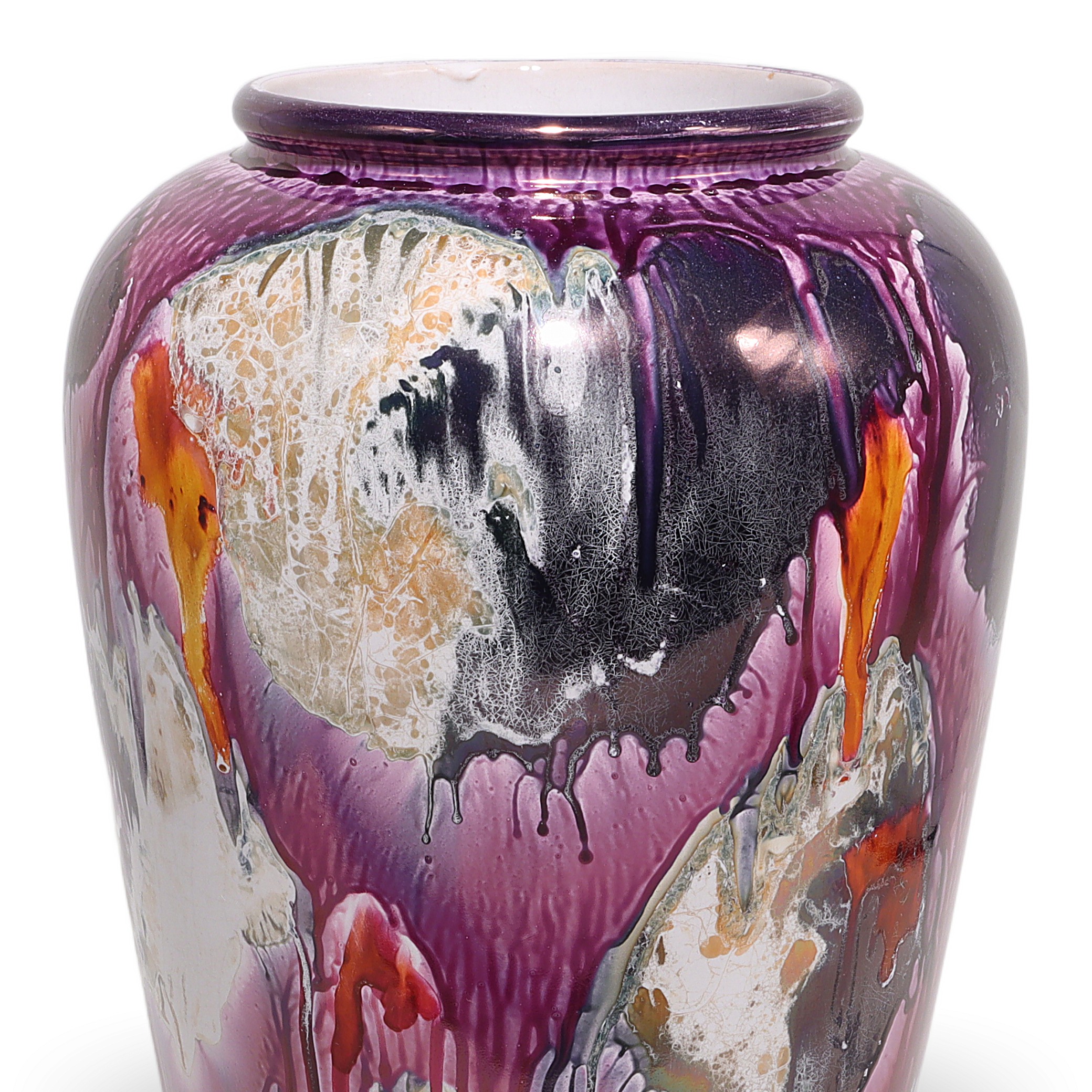 Thumbnail for Vintage Scheurich Ceramic Floor Vase - Mid Century Abstract Drip Glaze Large Vase