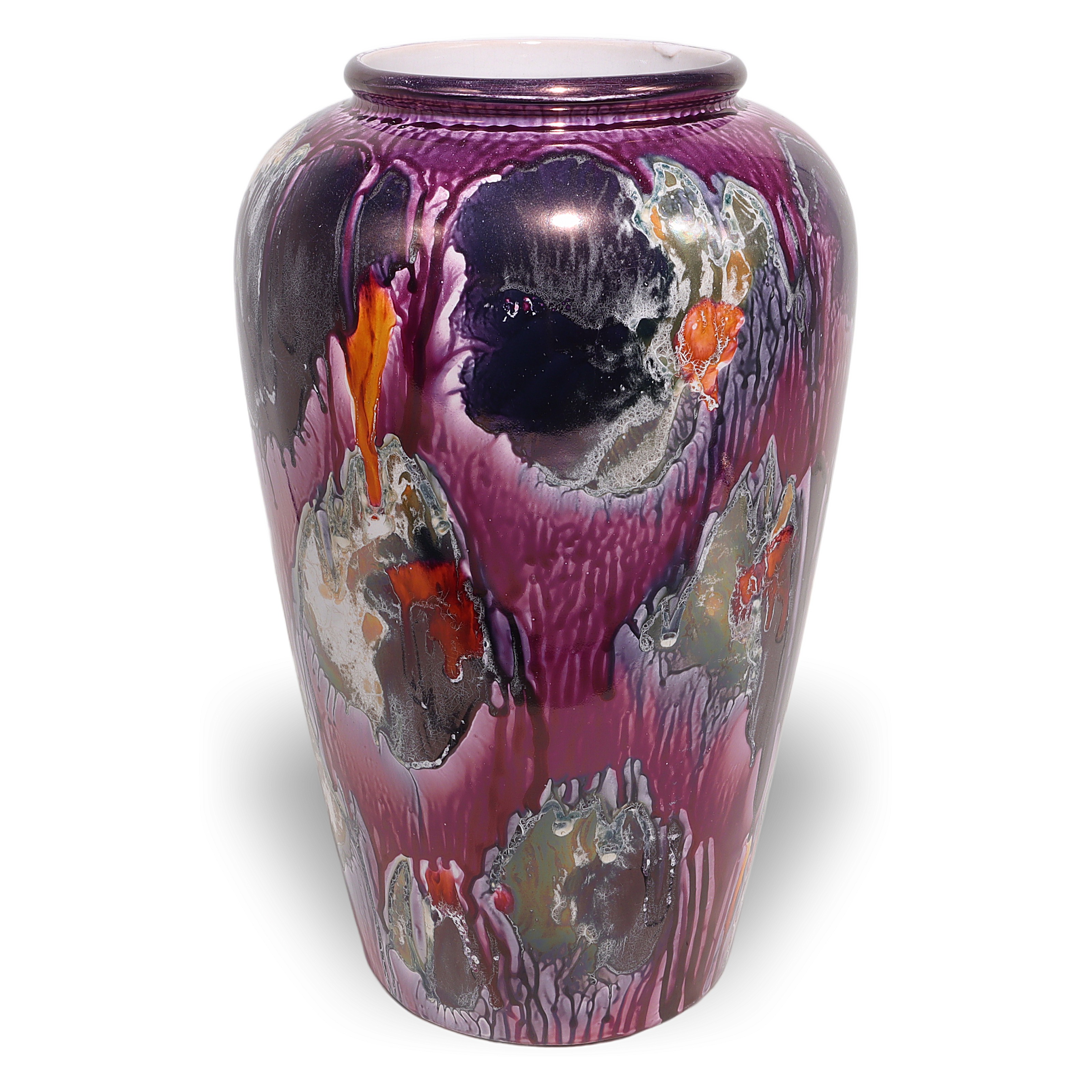 Thumbnail for Vintage Scheurich Ceramic Floor Vase - Mid Century Abstract Drip Glaze Large Vase