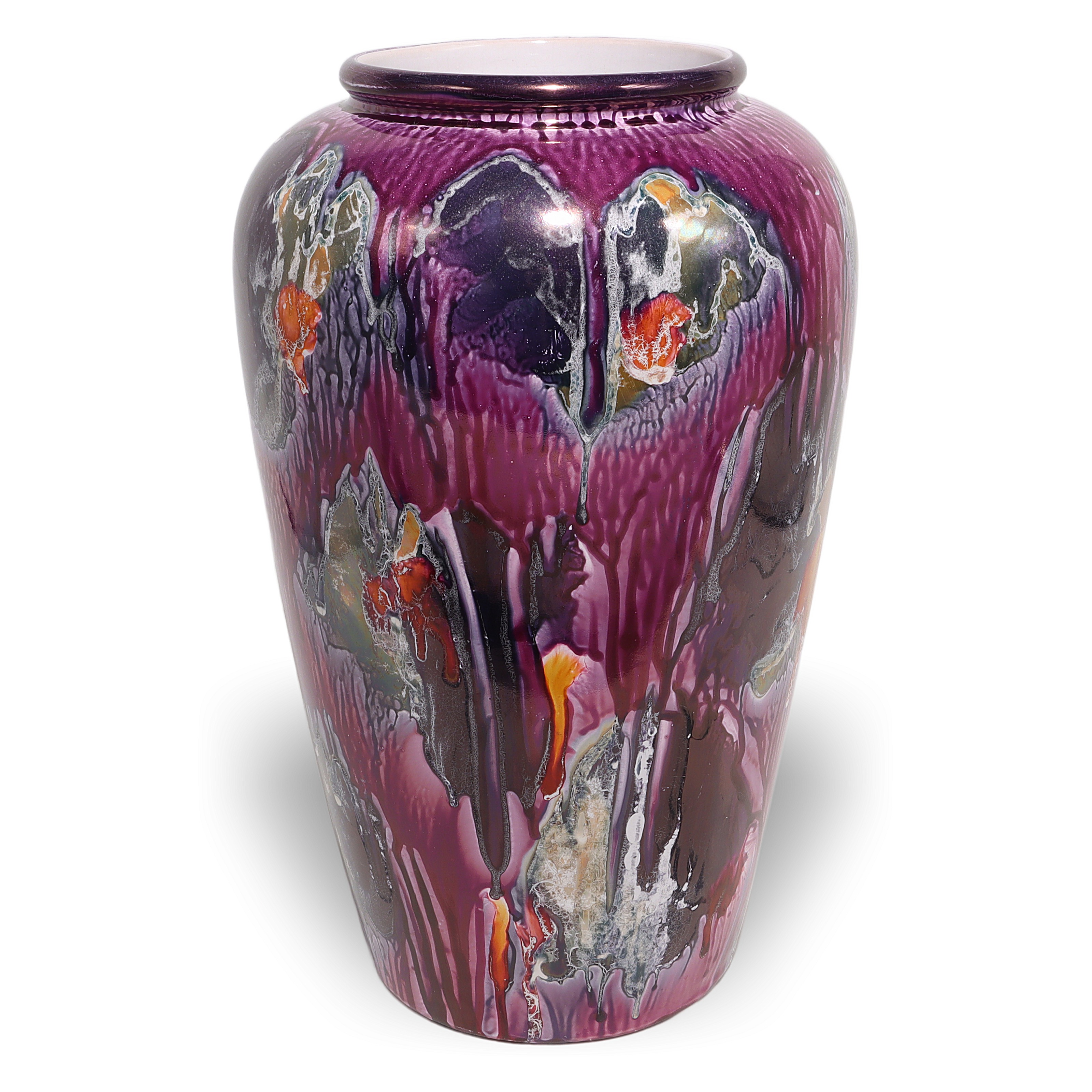 Thumbnail for Vintage Scheurich Ceramic Floor Vase - Mid Century Abstract Drip Glaze Large Vase