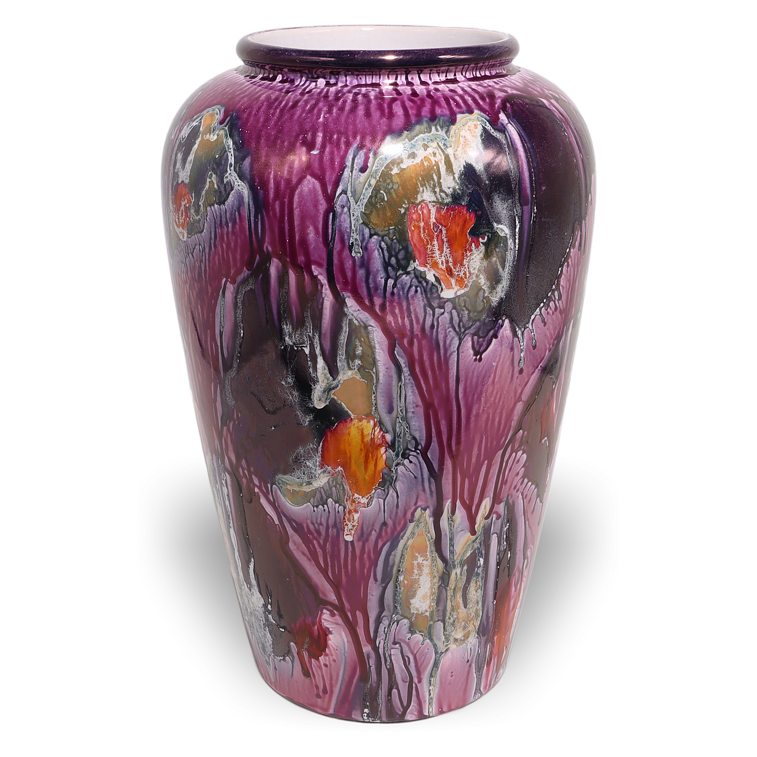 Thumbnail for Vintage Scheurich Ceramic Floor Vase - Mid Century Abstract Drip Glaze Large Vase