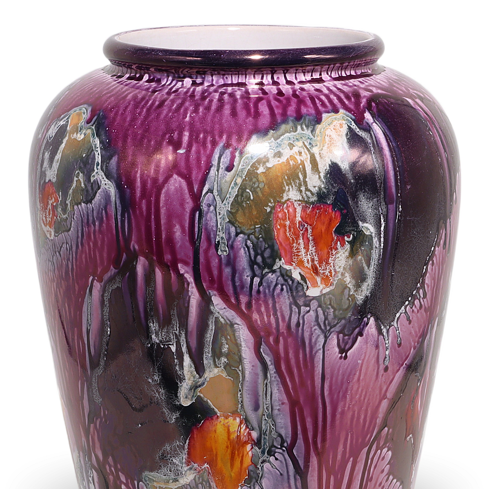 Thumbnail for Vintage Scheurich Ceramic Floor Vase - Mid Century Abstract Drip Glaze Large Vase