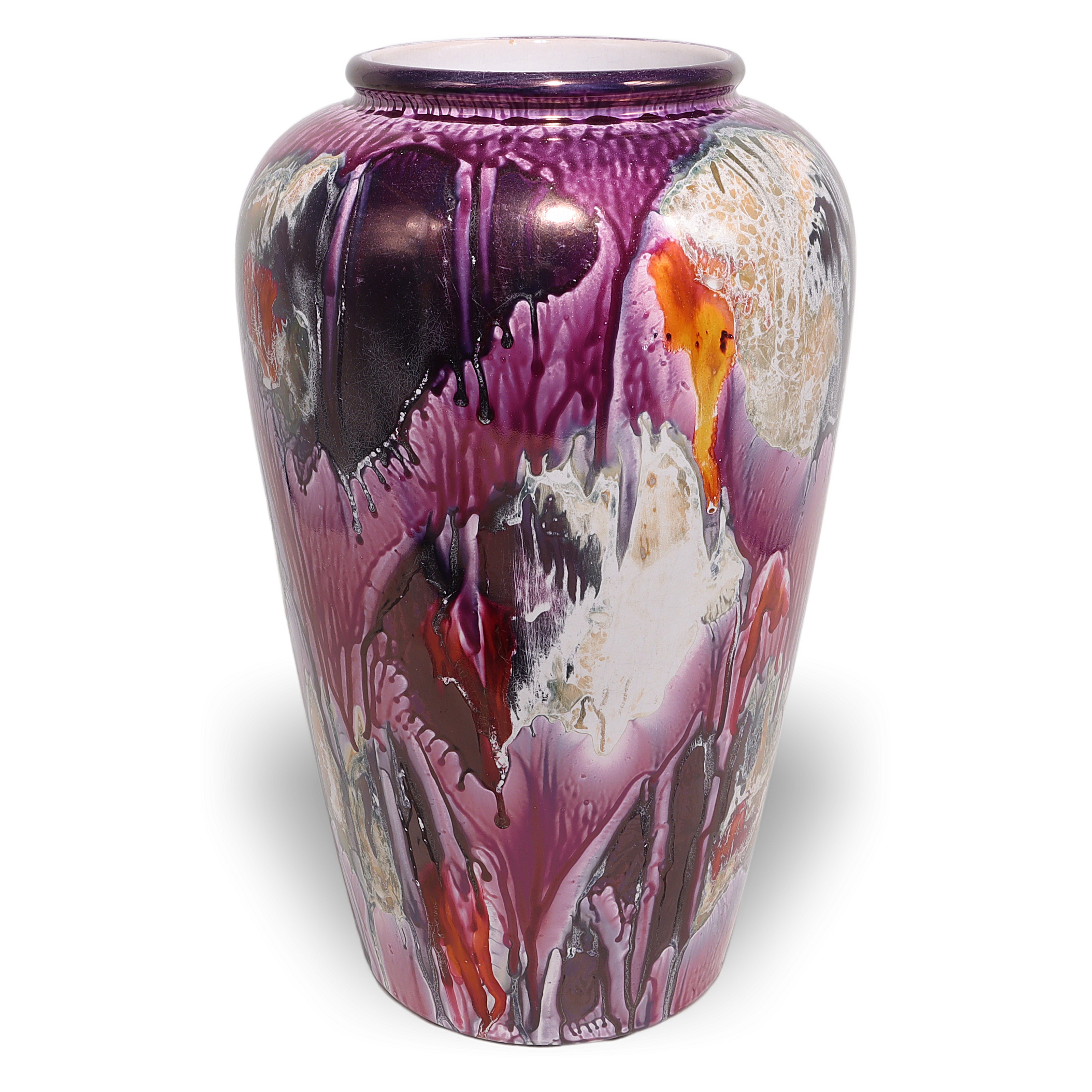 Thumbnail for Vintage Scheurich Ceramic Floor Vase - Mid Century Abstract Drip Glaze Large Vase