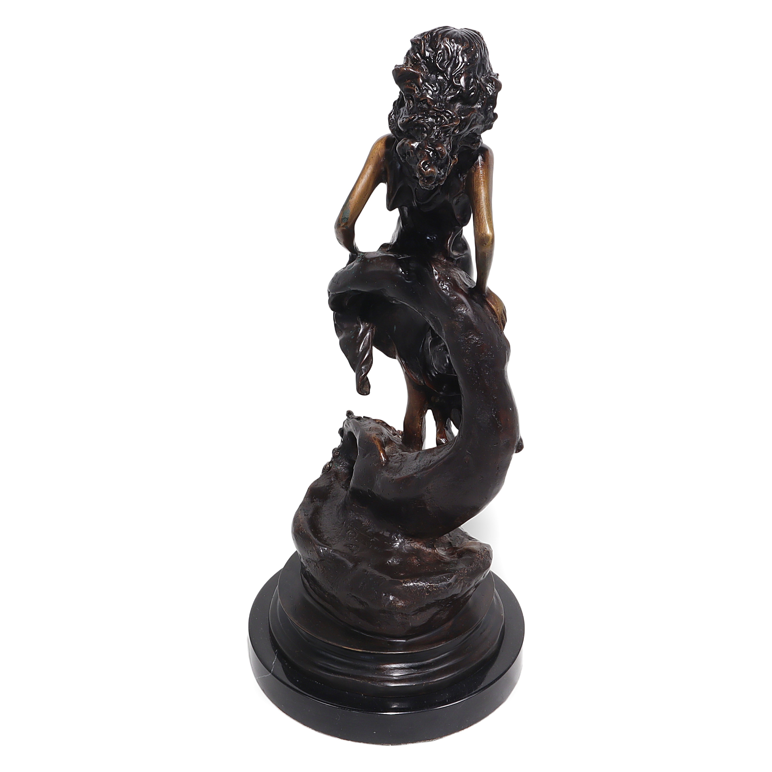 Bronze Art Nouveau Scorpio sign statue detailed back view, zodiac decor, intricate bronze craftsmanship