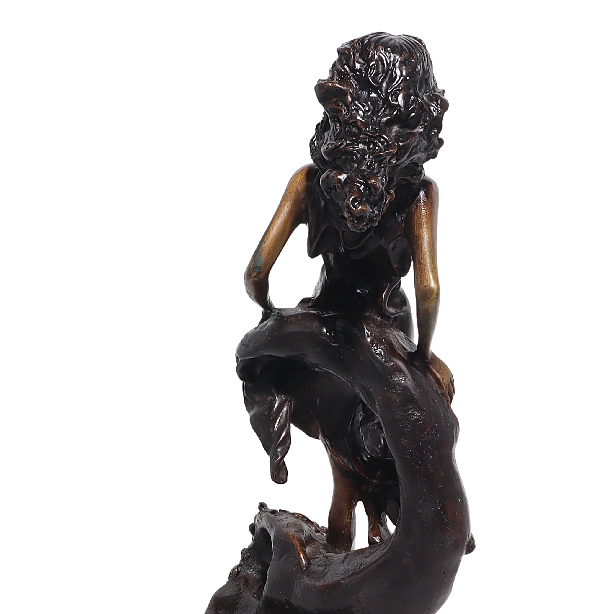 bronze art nouveau scorpio sign statue close up, detailed back view of zodiac decor