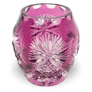 Crystal vase purple cut glass floral pattern decorative home decor