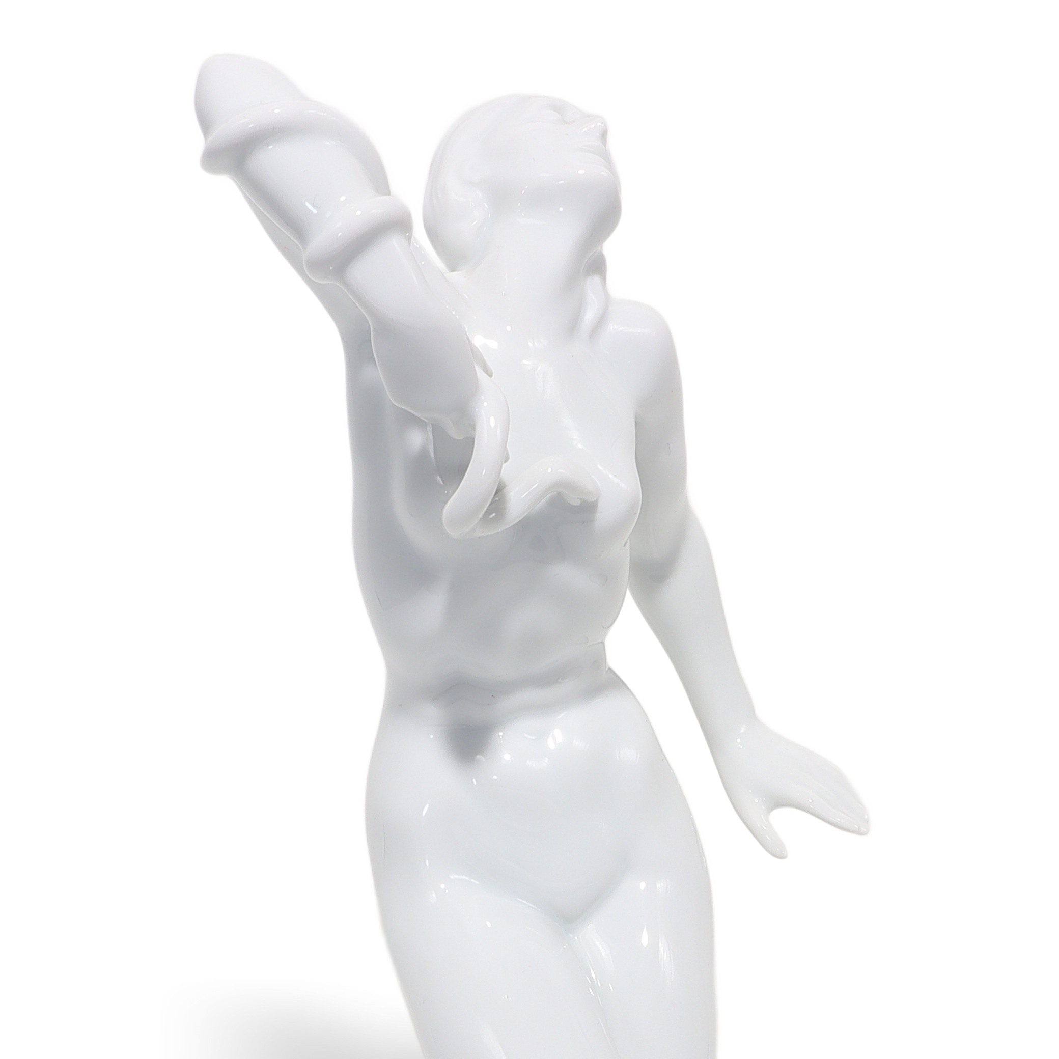 Herend Art Deco Cleopatra white porcelain statue close up, elegant collectible figurine detailed craftsmanship