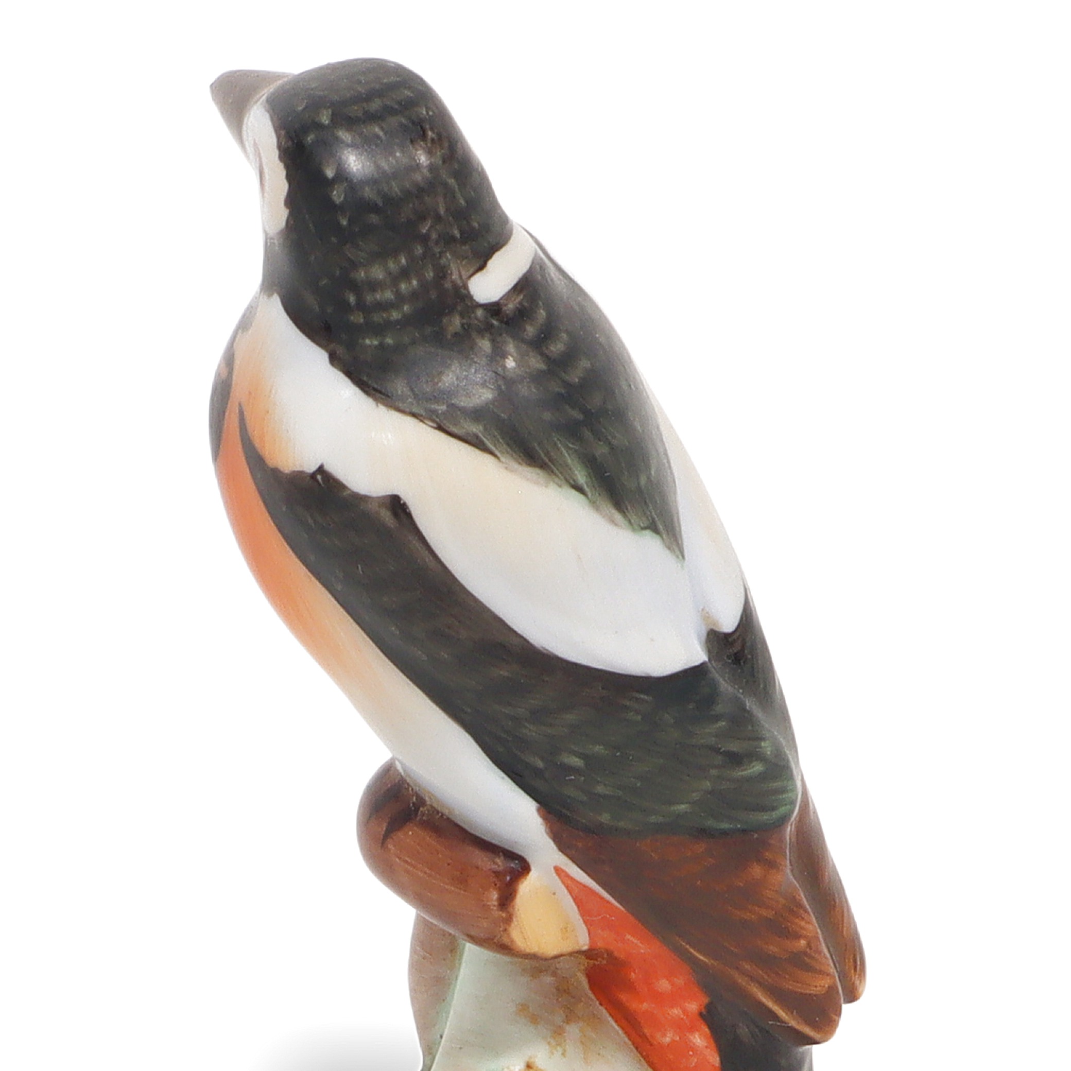 Herend porcelain bird figurine close up, hand painted woodpecker vintage collectible detailed view