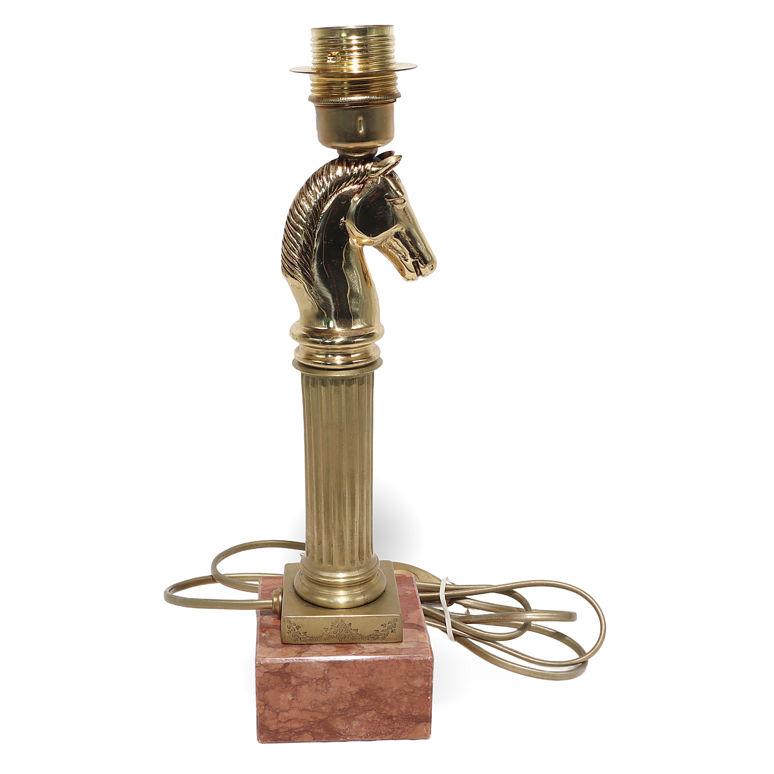 Bronze horse head lamp vintage style with marble base, elegant equestrian decor lighting