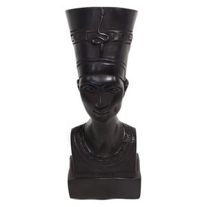 Nefertiti bust sculpture vintage Egyptian queen statue detailed front view