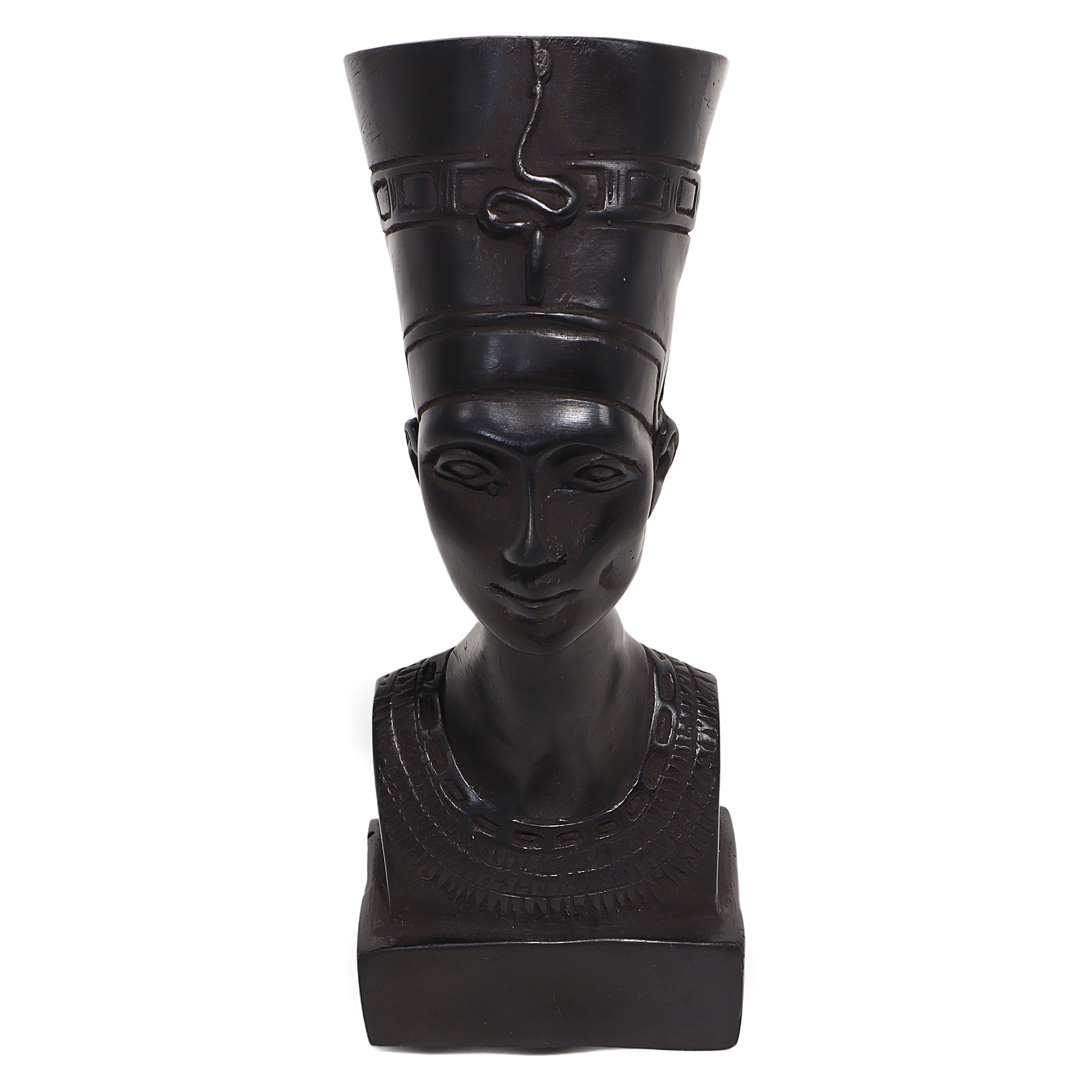 Nefertiti bust sculpture vintage Egyptian queen statue detailed front view