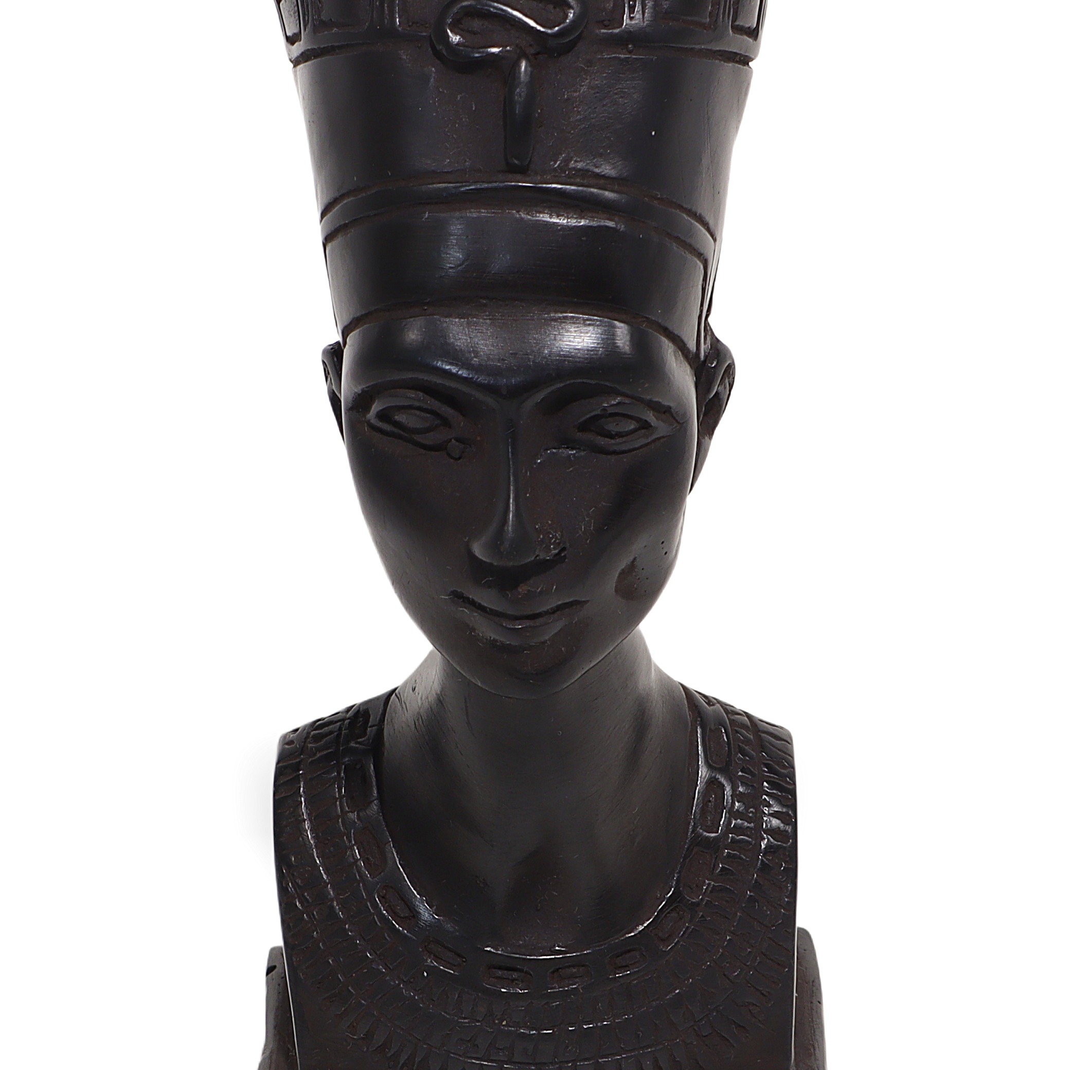 Nefertiti bust close up, vintage Egyptian queen sculpture, detailed antique art statue