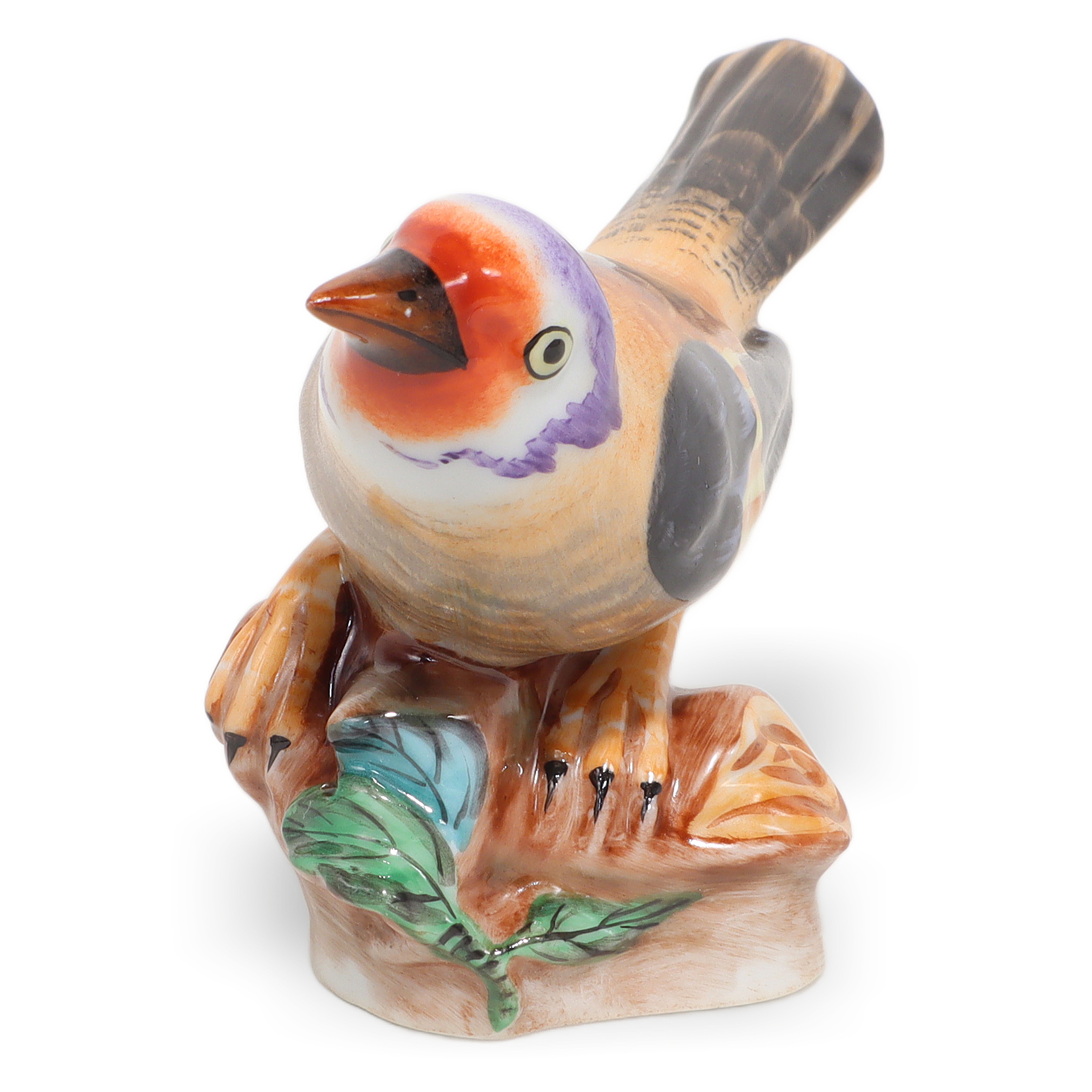 Herend bird figurine detailed view, hand-painted porcelain antique collectible with vibrant colors and intricate craftsmanship