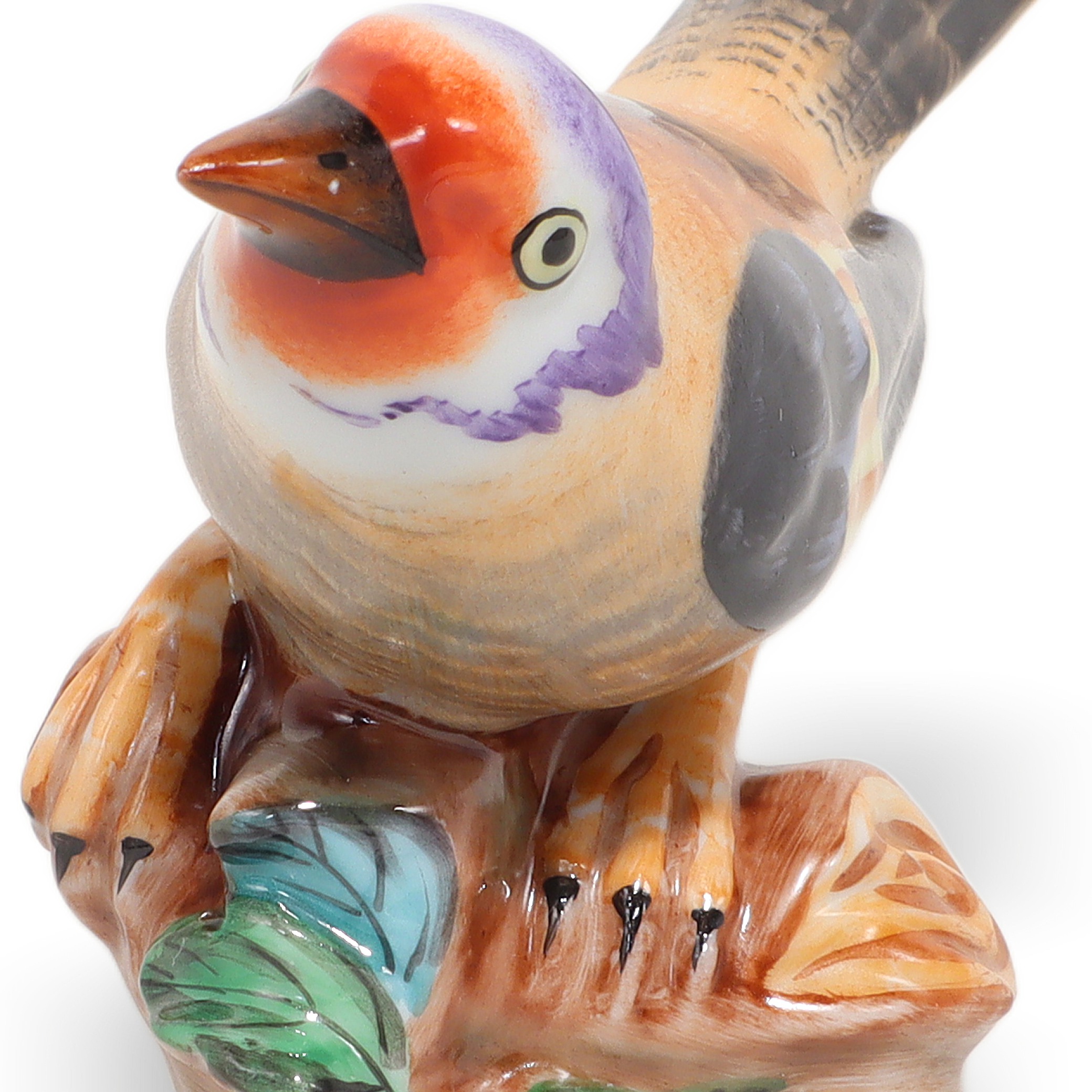 Herend bird figurine close up, hand-painted porcelain collectible, antique Herend decorative art