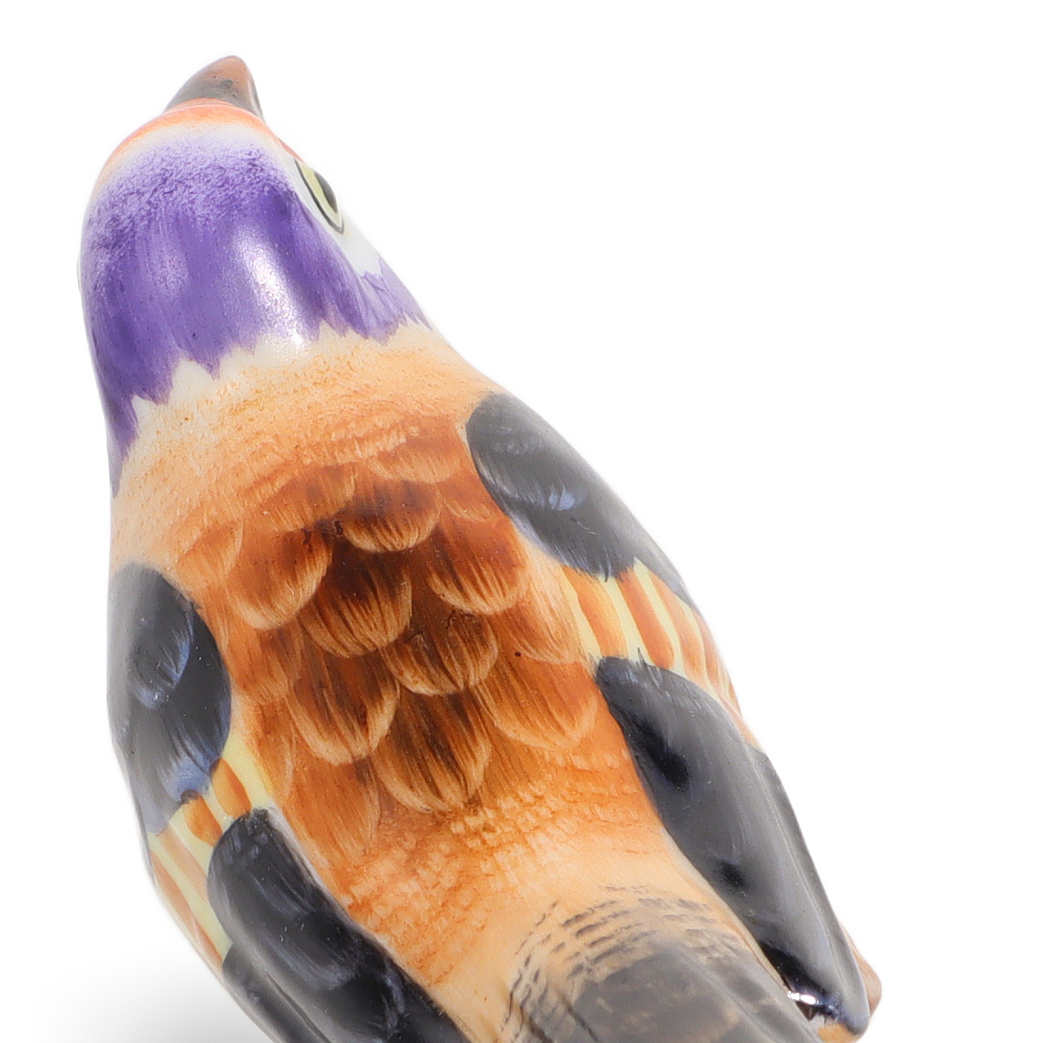 Herend bird figurine close up showing hand-painted porcelain feather details