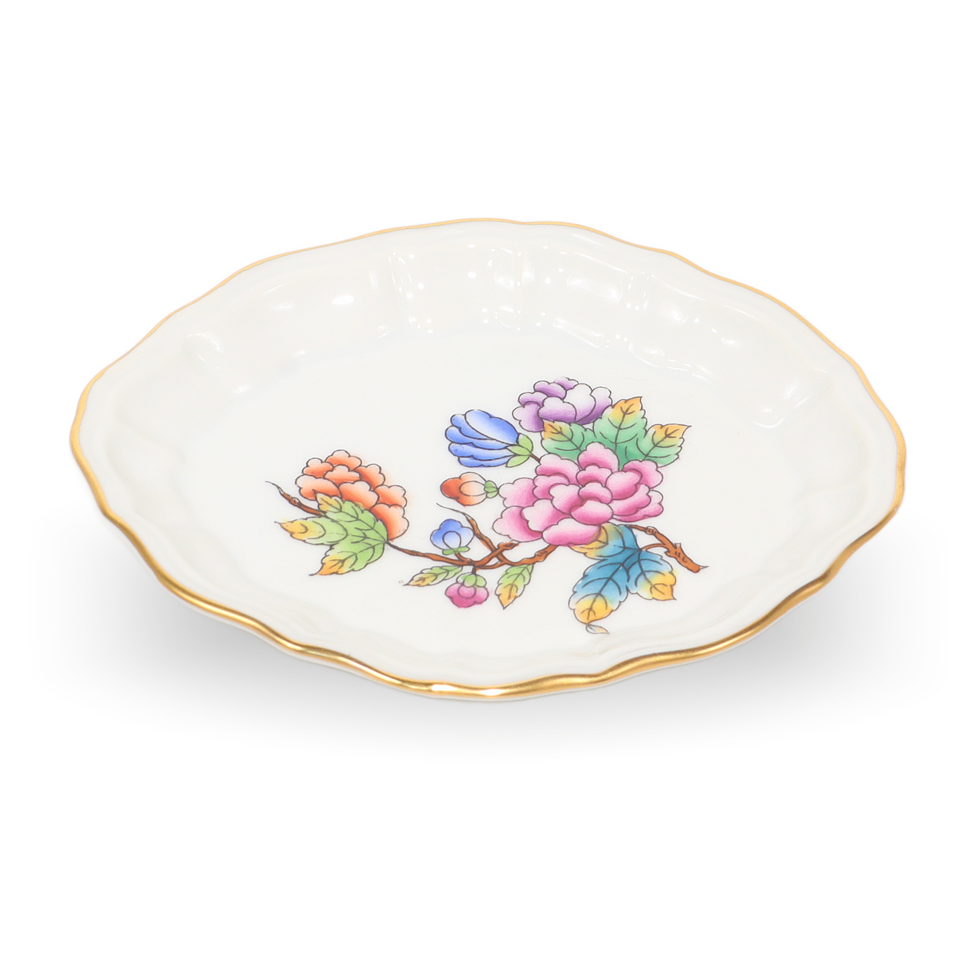 Porcelain jewelry tray floral design luxury accessory organizer with gold rim