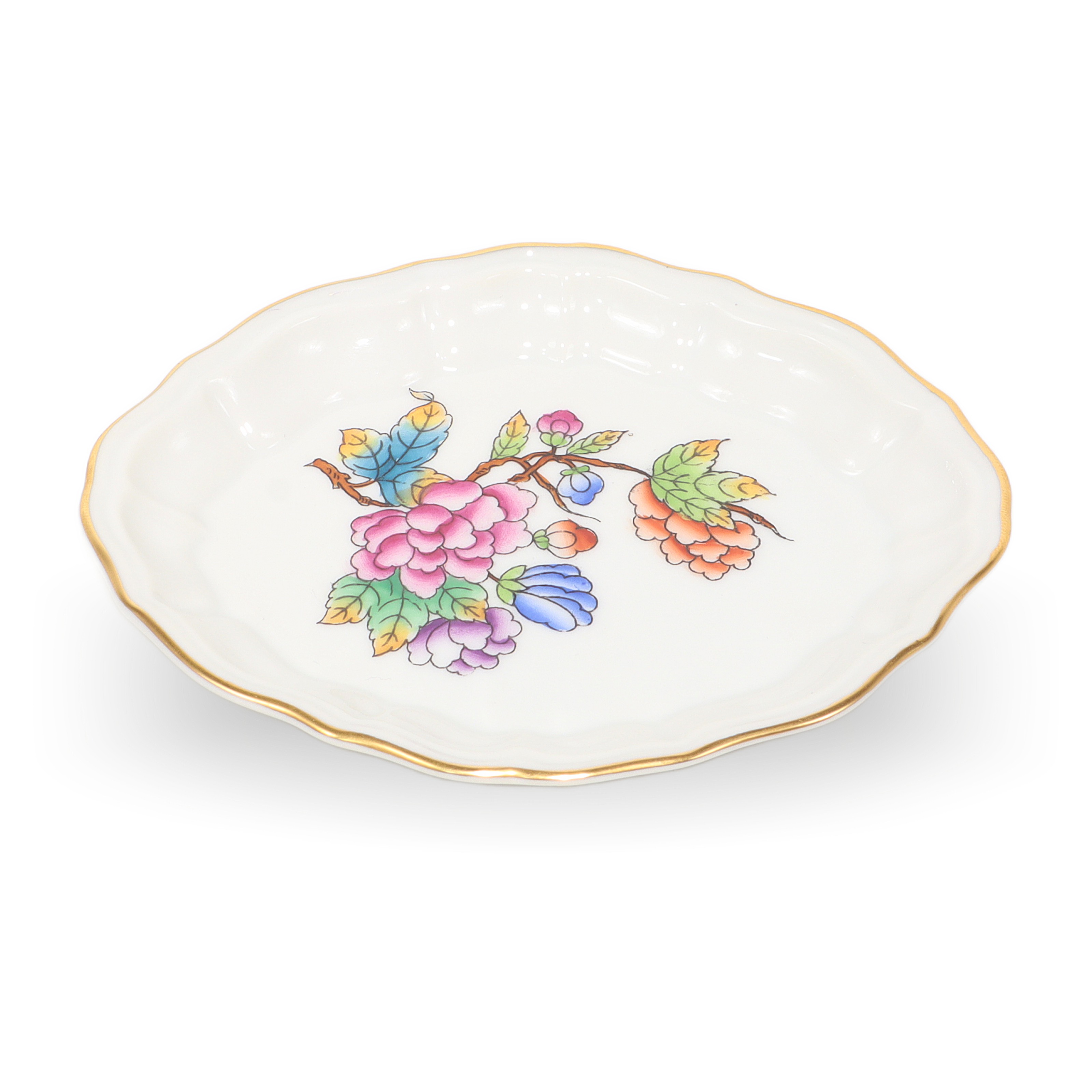 Porcelain jewelry tray floral pattern luxury accessory organizer with gold rim