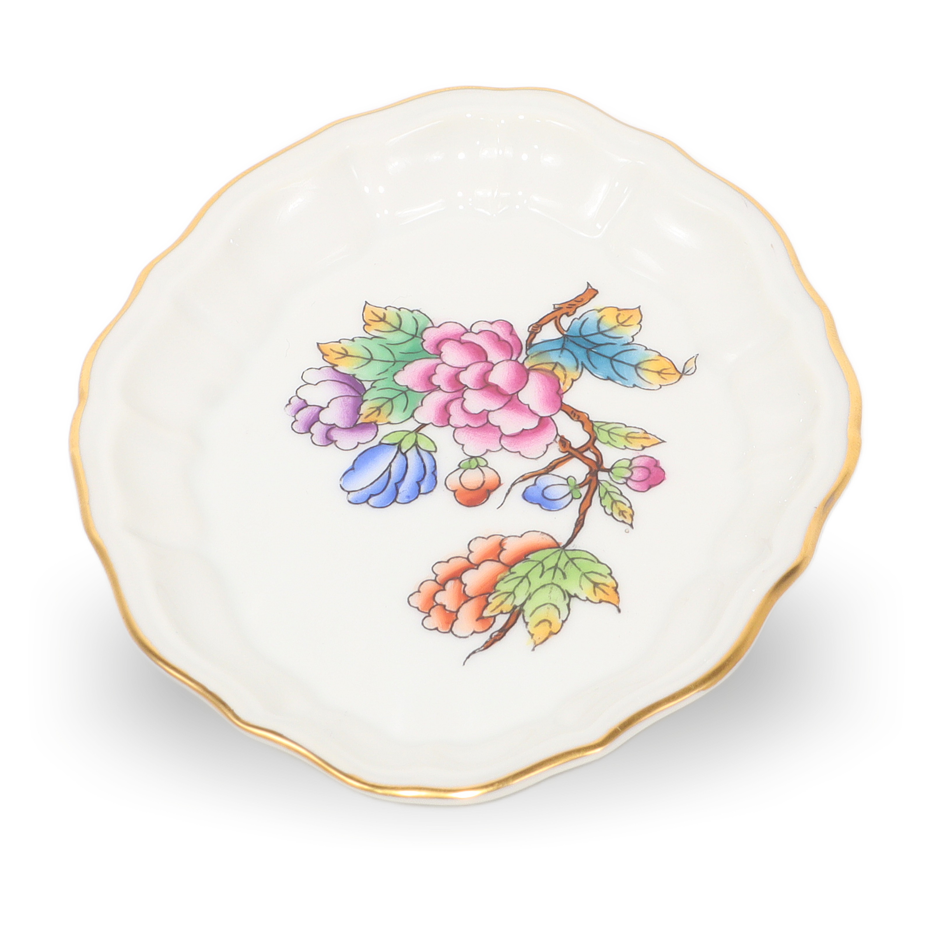 Floral porcelain jewelry tray with gold trim, luxury decorative dish for rings and accessories