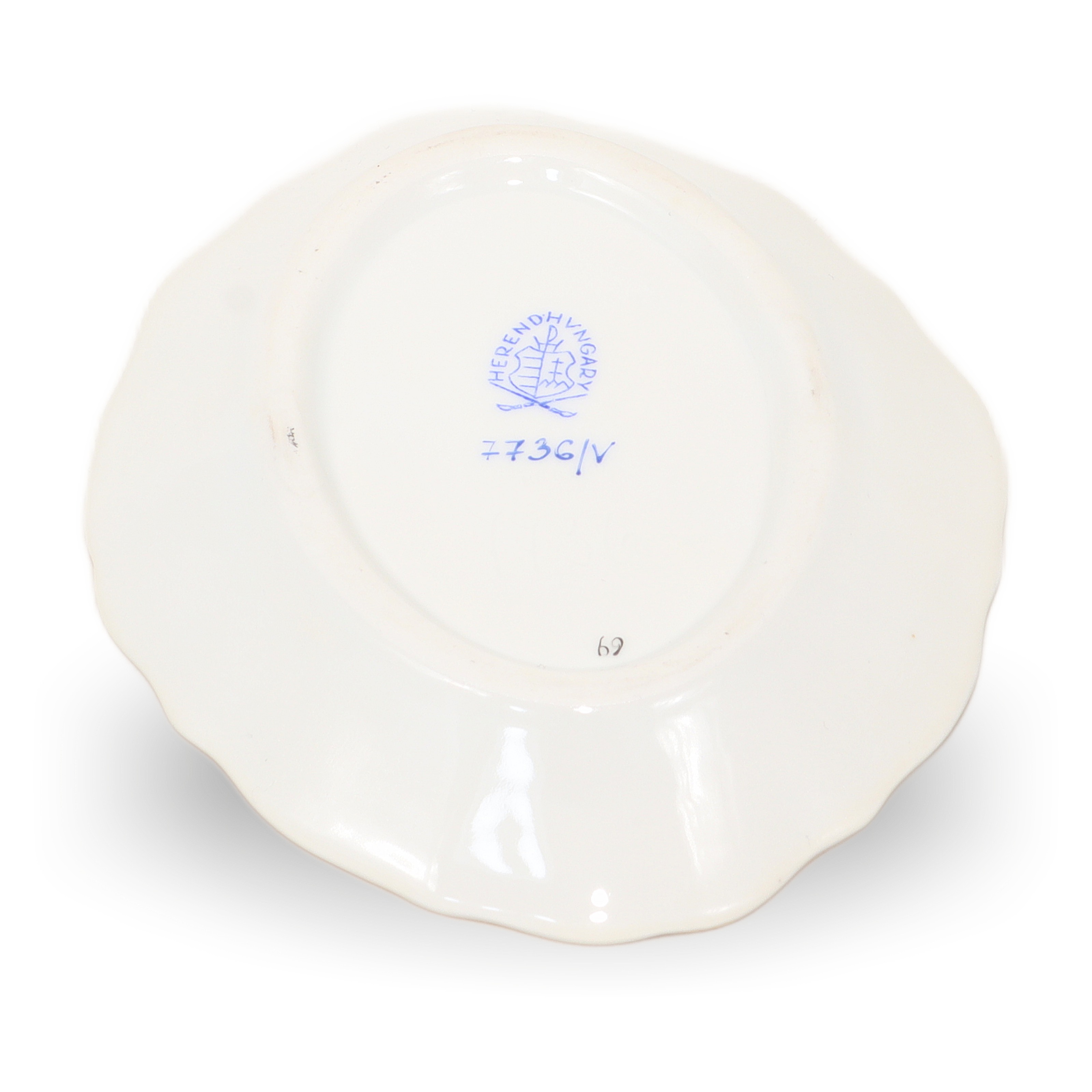 Herend porcelain jewelry tray bottom close up, luxury decorative tray base with maker's mark