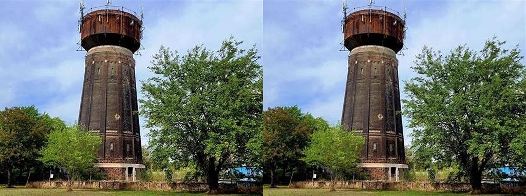 víztorony tégla- és faburkolatú (water tower with brick and wooden cladding)