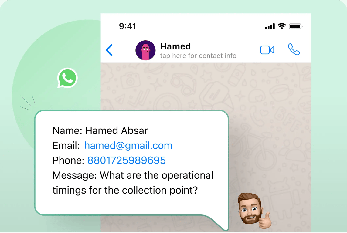 Contact form to WhatsApp