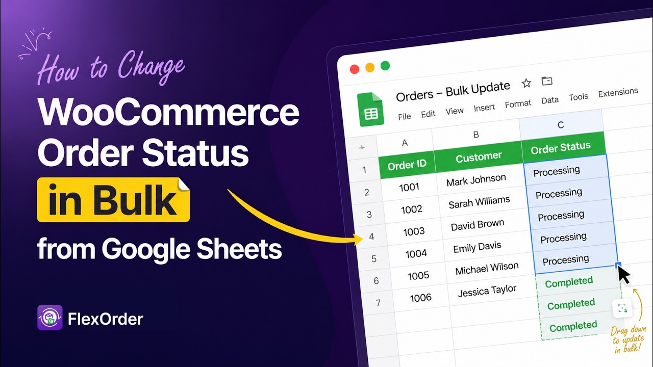 Bulk edit WooCommerce orders in Google Sheets