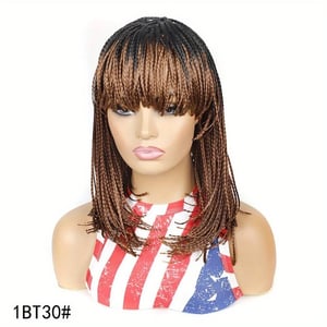 14 Inch Short Braided Wig with Bangs for Women product image
