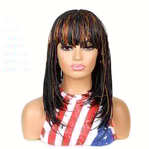 14 Inch Short Braided Wig with Bangs for Women product image