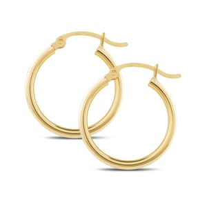 14K Solid Gold Hoop Earrings - Classic, Comfortable, and Durable product image