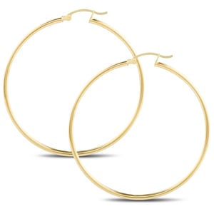 14K Solid Gold Hoop Earrings - Classic, Comfortable, and Durable product image