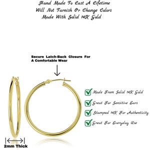 14K Gold Hoop Earrings with Classic Style and Secure Clasp product image