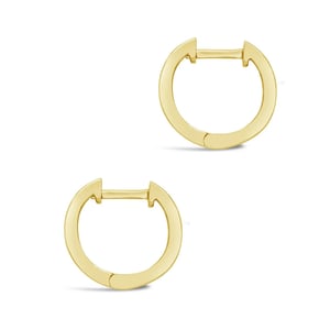 14K Solid Yellow Gold Diamond Huggie Hoop Earrings, 1/10 ct, 12mm product image