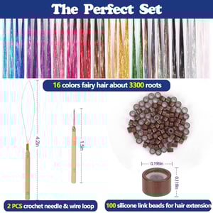16 Colors Hair Tinsel Kit with Extensions for Cosplay and Parties product image
