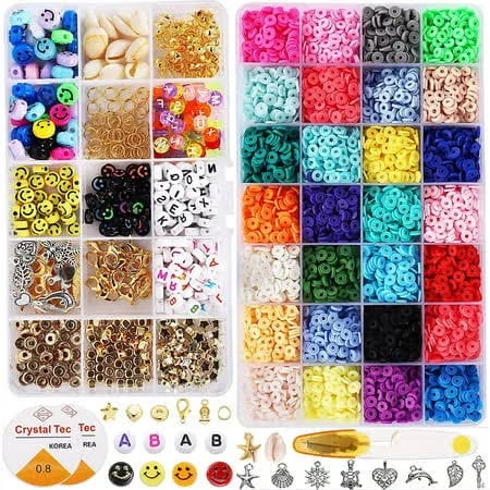 RUBY Beads for Threading 3 mm 24 Colourful Beads Set, Mini Glass Beads with  300 Letter Beads and Smiley Beads Make Your Own Bracelets Charm Kit for