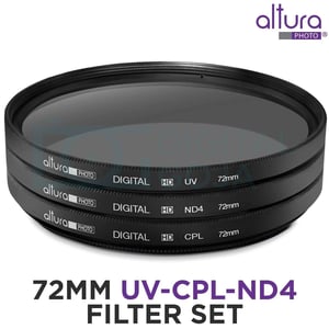 Altura Photo Camera Filter Kit: UV, CPL Polarizer, and ND4 for 72mm Lenses product image