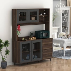Rustic Microwave Cabinet with Glass Doors and Ample Storage product image