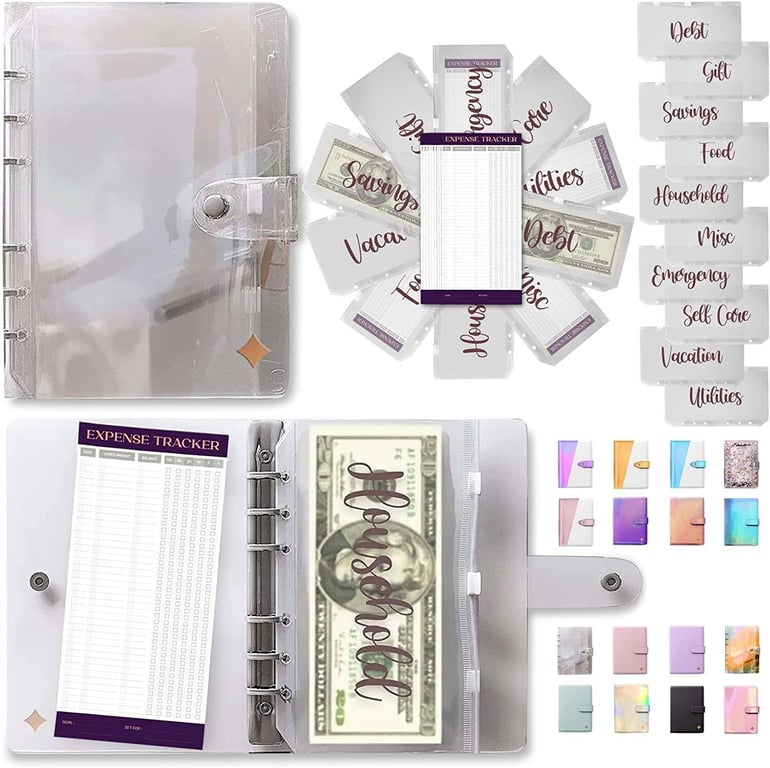 Pu Leather Binder Zipper Money Saving Envelope A7 Flip Budget Planner  Notebook Cover Folder Agenda Stationery Supplies Organizer