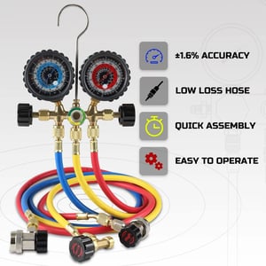 Multi-Functional Air Conditioner Manifold Gauge Set for R134A, R12, R22, and R502 Refrigerants product image