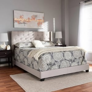 Sleek and Modern Tufted Upholstered Bed with Flared Block Feet product image