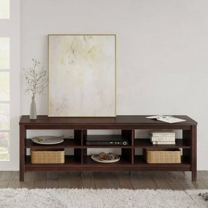 Sleek Brown TV Stand for 75-Inch TVs with Open Shelves and Sturdy Design product image