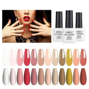 12-Piece Nude Gel Nail Polish Set for Natural and Long-Lasting Nails product image