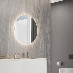 Orren Ellis Round Lighted Wall Mounted Bathroom Mirror with Dimmable LED Lights product image
