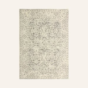 Elegant Gray and White Oriental-Inspired 5x7 Area Rug product image