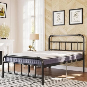 Sturdy Twin XL Bed Frame with Decorative Headboard and Anti-Sway Design product image