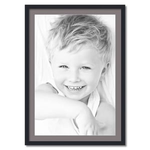 24x36 Satin Black Wood Frame with Single Mat and 0.4375-inch Rabbet product image